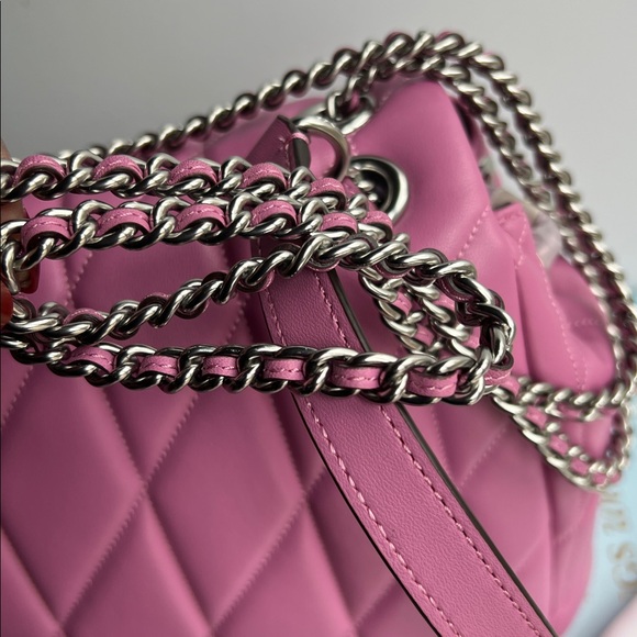 Coach Tabby Backpack with Pillow Quilting in Silver/Fuschia Nappa Leather NWT - Picture 15 of 17